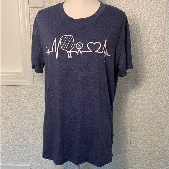 Tops - Women’s large Pickleball heathered Navy Blue Graphic T-Shirt
